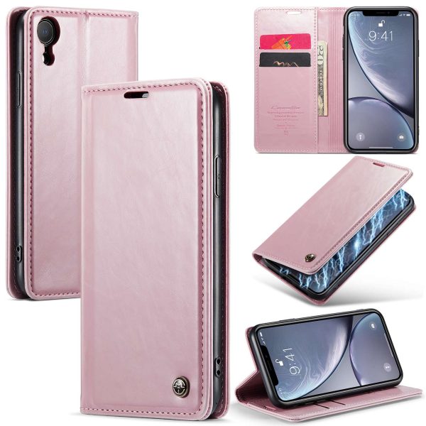 CASEME 003 Series For iPhone XR 6.1 inch Retro Waxy Texture Phone Case Magnetic Auto Closure PU Leather Stand Wallet Cover on Sale