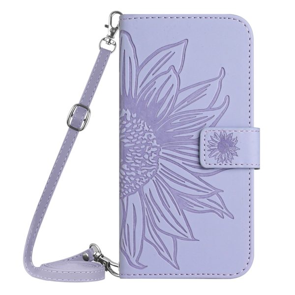 For Xiaomi Poco C40 4G HT04 Skin-touch Sunflower Imprinted PU Leather Foldable Stand Case Full Protection Phone Wallet Cover with Shoulder Strap Discount