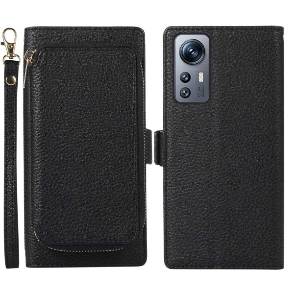 For Xiaomi 12 5G   12X 5G   12S 5G Magnetic Detachable Zipper Card Bag 2-in-1 Litchi Texture PU Leather+TPU Cover Full Protection Phone Stand Wallet Case with Strap For Discount