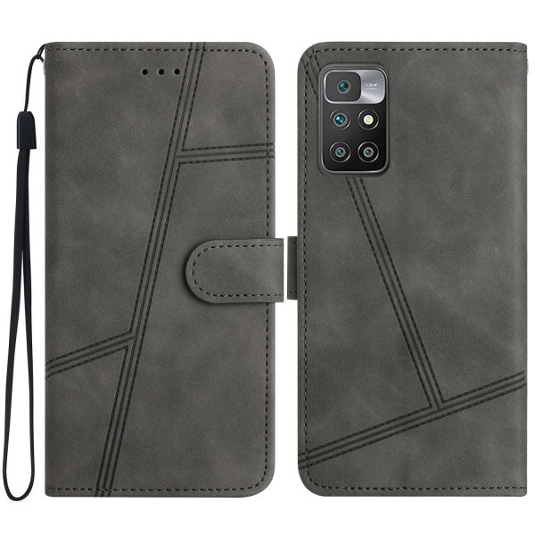 For Xiaomi Redmi Note 11 4G (MediaTek)   10 4G (2021)   10 2022 4G   10 Prime Lines Imprinted Protective Case Retro Skin-touch PU Leather Phone Stand Wallet Cover Supply