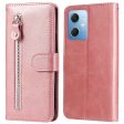 Calf Texture Phone Case for Xiaomi Redmi Note 12 5G, Book Style PU Leather Zipper Pocket Flip Wallet Cover with Stand Online Sale