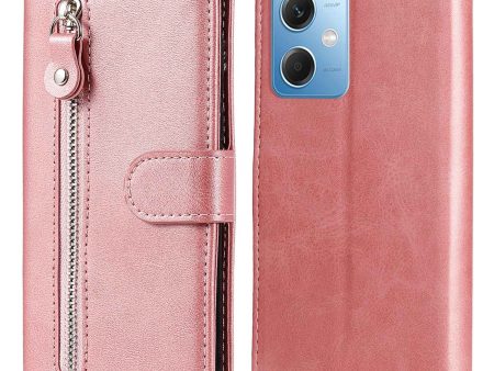 Calf Texture Phone Case for Xiaomi Redmi Note 12 5G, Book Style PU Leather Zipper Pocket Flip Wallet Cover with Stand Online Sale