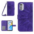 For Motorola Moto E32 4G   E32s 4G Imprinted Sunflower PU Leather Phone Cover Skin-touch Full Protection Stand Wallet Case with Shoulder Strap For Cheap