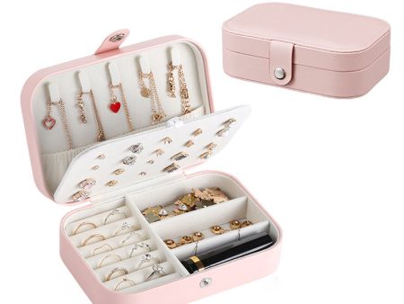 sp01161 Portable Jewelry Box for Women PU Leather Double Layer Jewelry Box Travel Jewelry Organizer for Necklaces Rings Earrings Online now