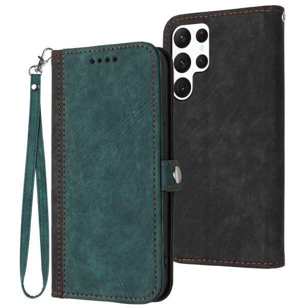 YX0020 For Samsung Galaxy S22 Ultra 5G Phone Case, Horizontal Stand Dual Magnetic Clasp PU Leather Flip Cover Shell with Strap Cheap