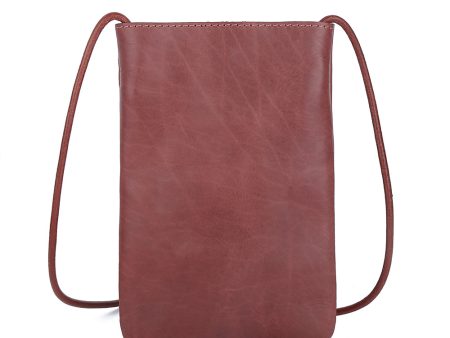 8860 Vertical Style Cowhide Leather Shoulder Bag Wallet Coin Card Phone Pouch with Long Strap For Discount