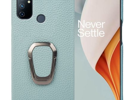 Litchi Texture Protective Case for OnePlus Nord N100, Ring Kickstand Design Genuine Leather Coated PC Shockproof Back Cover Supply