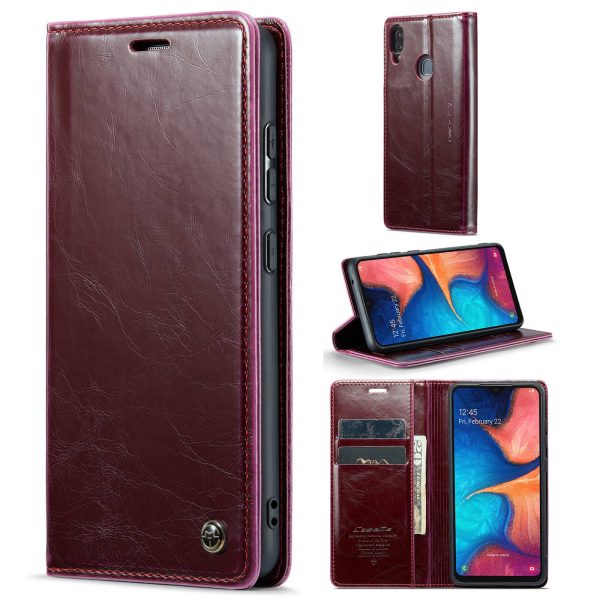 CASEME 003 Series For Samsung Galaxy A20   A30   M10s Magnetic Adsorption PU Leather Full Coverage Wallet Case Waxy Texture Phone Stand Cover Online Hot Sale