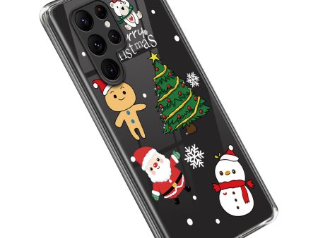 For Samsung Galaxy S22 Ultra 5G Christmas Phone Case Soft TPU Pattern Printing Clear Skin Protective Cover Supply