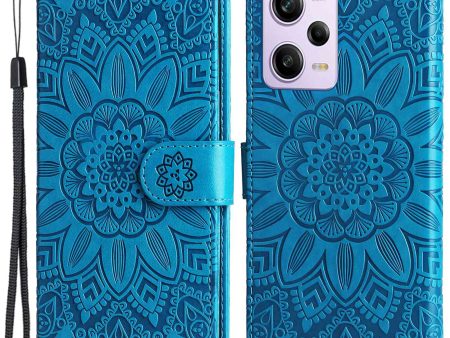 For Xiaomi Redmi Note 12 Pro 5G  PU Leather Sunflower Imprinted Phone Case Full Protection Magnetic Closure Stand Flip Cover with Wrist Strap For Sale