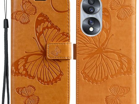 KT Imprinting Flower Series-2 for Honor 70 5G Magnetic Clasp PU Leather Mobile Phone Case Imprinted Butterfly Pattern Stand Wallet Cover Discount