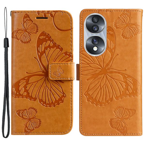 KT Imprinting Flower Series-2 for Honor 70 5G Magnetic Clasp PU Leather Mobile Phone Case Imprinted Butterfly Pattern Stand Wallet Cover Discount