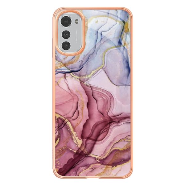 Anti-drop Marble Pattern Phone Case For Motorola Moto E32 4G YB IMD Series-16, Style E Electroplating Frame 2.0mm TPU IMD Protective Phone Cover Online now