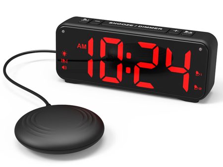 F1089 Loud Vibrating USB Alarm Clock 6.5   LED Display Screen Bedroom Clock with Snooze Function for Students Elderly Senior Men Women on Sale