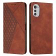 For Motorola Moto E32 4G   E32s 4G Imprinted Rhombus Pattern Wallet Phone Case PU Leather Folding Stand Magnetic Absorption Protective Flip Cover Online Hot Sale