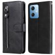 Calf Texture Phone Case for Xiaomi Redmi Note 12 5G, Book Style PU Leather Zipper Pocket Flip Wallet Cover with Stand Online Sale