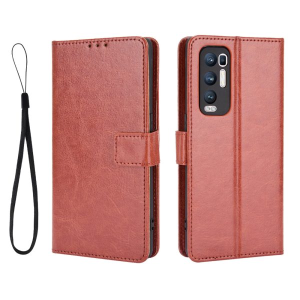 Crazy Horse Wallet Stand Leather Case with Strap for Oppo Reno5 Pro+ 5G   Find X3 Neo For Cheap