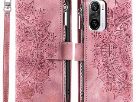 For Xiaomi Redmi K40 5G   K40 Pro 5G   K40 Pro+ 5G   Poco F3   Mi 11i Anti-fall Mandala Flower Imprinted PU Leather Phone Cover Stand with Multiple Card Slots Zipper Pocket Wallet Case For Cheap