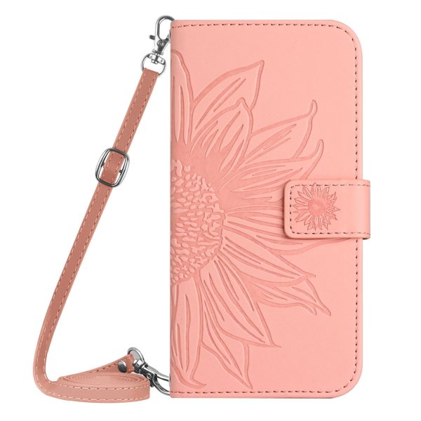 For Xiaomi Poco C40 4G HT04 Skin-touch Sunflower Imprinted PU Leather Foldable Stand Case Full Protection Phone Wallet Cover with Shoulder Strap Discount