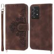 Skin-touch Imprinted Flowers Multiple Card Slots Leather Case for Samsung Galaxy A73 5G, Stand Wallet Phone Cover with Wrist Strap and Shoulder Strap Online