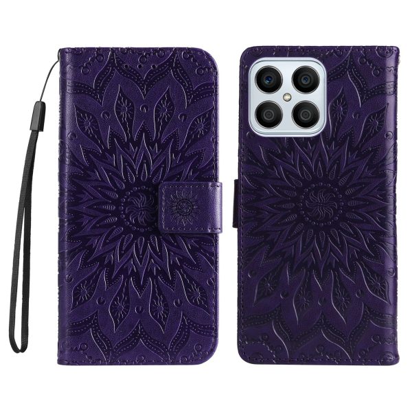 KT Imprinting Flower Series-1 for Honor X8 4G Full Coverage Phone Stand Wallet Cover Sunflower Imprinted PU Leather Phone Case on Sale