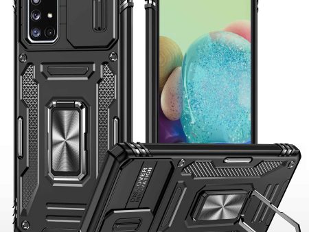 Armor Series for Samsung Galaxy A71 5G SM-A716 Kickstand Phone Case PC + TPU Impact-Resistant Protective Phone Protector with Slide Camera Cover For Sale