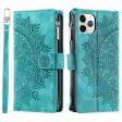 Mandala Flower Imprinted Phone Case For iPhone 11 Pro 5.8 inch, Zipper Pocket Wallet Stand Multiple Card Slots Full Protection PU Leather Phone Cover with Strap Online now