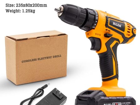 HILDA Electric Drill Screwdriver 21V US Plug Rechargeable Cordless Woodworking Drill Power Tool Power Drill Driver Sale