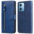 Calf Texture Phone Case for Xiaomi Redmi Note 12 5G, Book Style PU Leather Zipper Pocket Flip Wallet Cover with Stand Online Sale