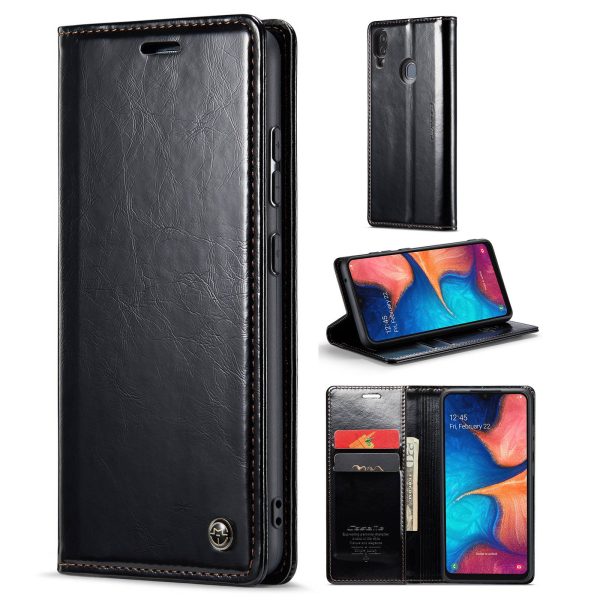 CASEME 003 Series For Samsung Galaxy A20   A30   M10s Magnetic Adsorption PU Leather Full Coverage Wallet Case Waxy Texture Phone Stand Cover Online Hot Sale