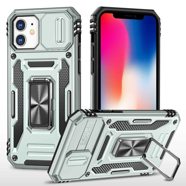 Armor Series for iPhone 11 6.1 inch Anti-scratch Phone Case Kickstand PC + TPU Protective Back Cover with Slide Camera Cover Online Hot Sale