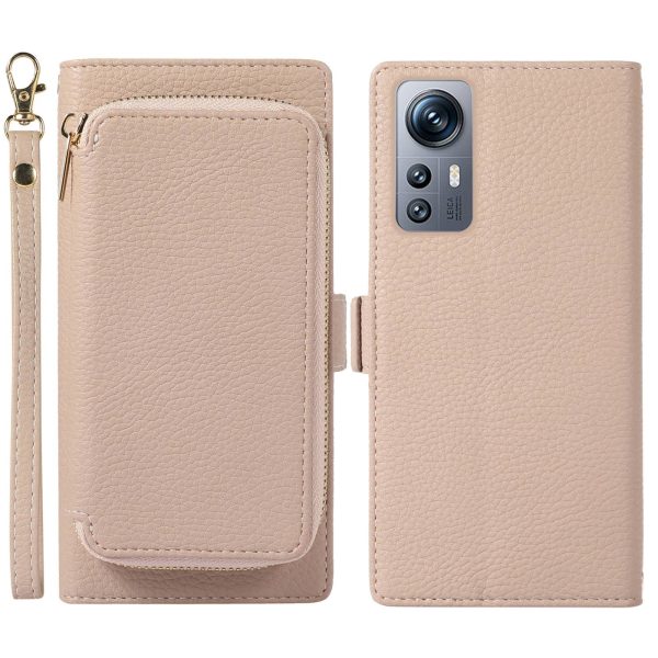 For Xiaomi 12 5G   12X 5G   12S 5G Magnetic Detachable Zipper Card Bag 2-in-1 Litchi Texture PU Leather+TPU Cover Full Protection Phone Stand Wallet Case with Strap For Discount