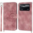 Imprinted Flowers Stand Case for Xiaomi Poco X4 Pro 5G, Skin-touch PU Leather Multiple Card Slots Phone Wallet Cover with Wrist Strap and Shoulder Strap For Sale