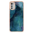 Anti-drop Marble Pattern Phone Case For Motorola Moto E32 4G YB IMD Series-16, Style E Electroplating Frame 2.0mm TPU IMD Protective Phone Cover Online now