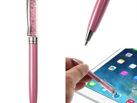 Pink Bling Rhinestone Capacitive Touch Stylus & Ballpoint Pen for iPhone iPad Samsung LG Huawei For Sale