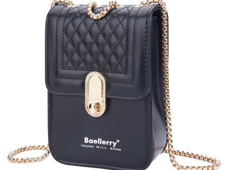 BAELLERRY N3239 PU Leather Cash Cards Phone Storage Bag Stylish Women Crossbody Bag with Locking Buckle and Chain Strap Online