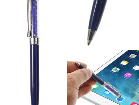 Dark Blue Bling Rhinestone Capacitive Touch Stylus & Ballpoint Pen for iPhone iPad Samsung Sony HTC Cheap