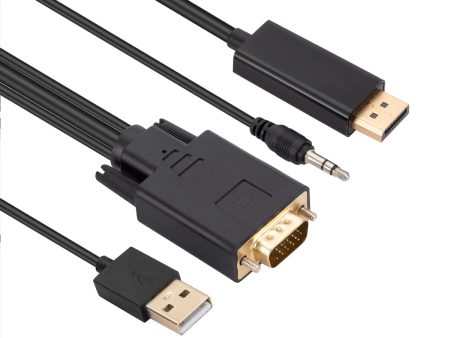 VGA to Displayport Adapter Cable 1.8m Video Adapter Cord VGA to DP Converter with Audio, USB Power Supply Online now