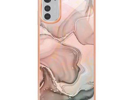 Anti-drop Marble Pattern Phone Case For Motorola Moto E32 4G YB IMD Series-16, Style E Electroplating Frame 2.0mm TPU IMD Protective Phone Cover Online now