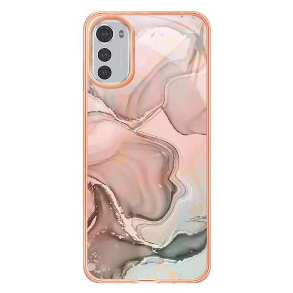 Anti-drop Marble Pattern Phone Case For Motorola Moto E32 4G YB IMD Series-16, Style E Electroplating Frame 2.0mm TPU IMD Protective Phone Cover Online now