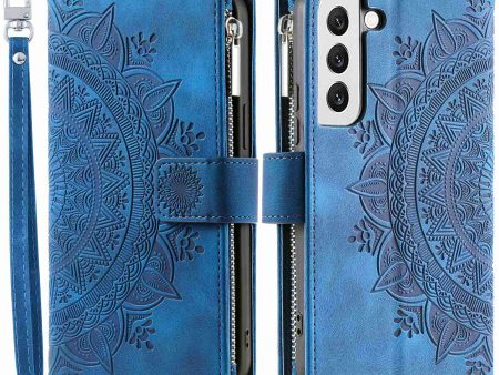 Zipper Pocket Wallet Case for Samsung Galaxy S21+ 5G, Mandala Flower Imprinted PU Leather Stand Cover with Multiple Card Slots Online Hot Sale