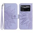 For Xiaomi Poco X4 Pro 5G HT04 Skin-touch PU Leather Anti-drop Cover Imprinted Sunflower Stand Wallet Phone Case with Strap For Discount