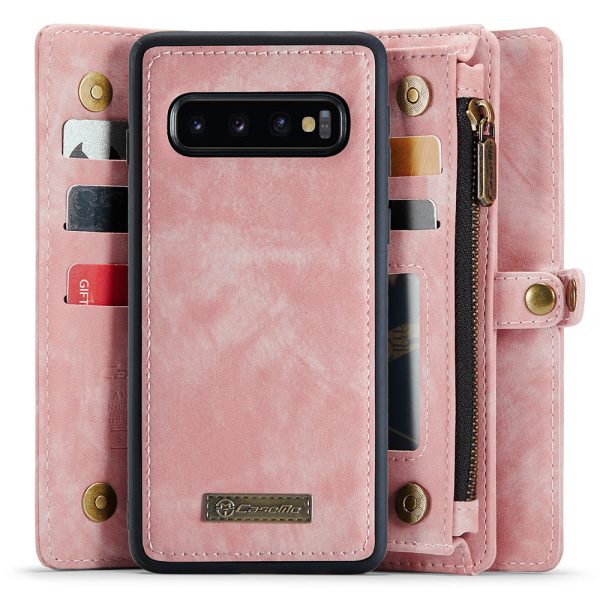 CASEME 008 Series for Samsung Galaxy S10 Plus Split Leather Flip Zipper Wallet Case Detachable 2-in-1 Multi-functional Stand Phone Cover For Sale