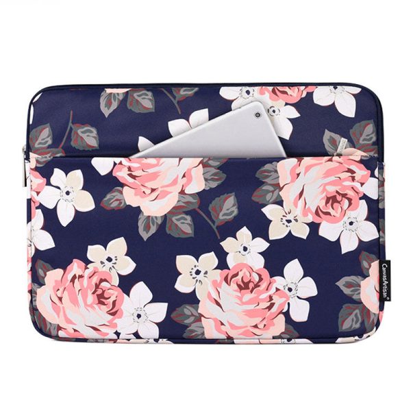 CANVASARTISAN H40-11 Shockproof Carrying Case for 14-inch Laptops Portable Storage Bag Rose Pattern Printed Sleeve Bag with Outer Pouch For Discount