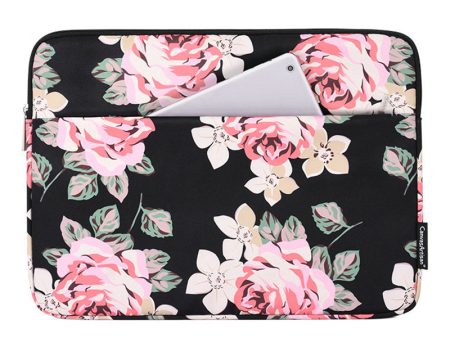 CANVASARTISAN H40-11 Protective Carrying Case Portable Sleeve Bag for 13-inch Laptops Rose Pattern Printed Storage Bag with Outer Pouch Fashion