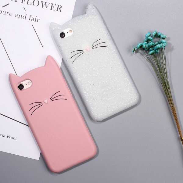 3D MEOW Bearded Cat Silicone Back Phone Case for iPhone SE (2020) SE (2022) 8 7 4.7 inch For Discount