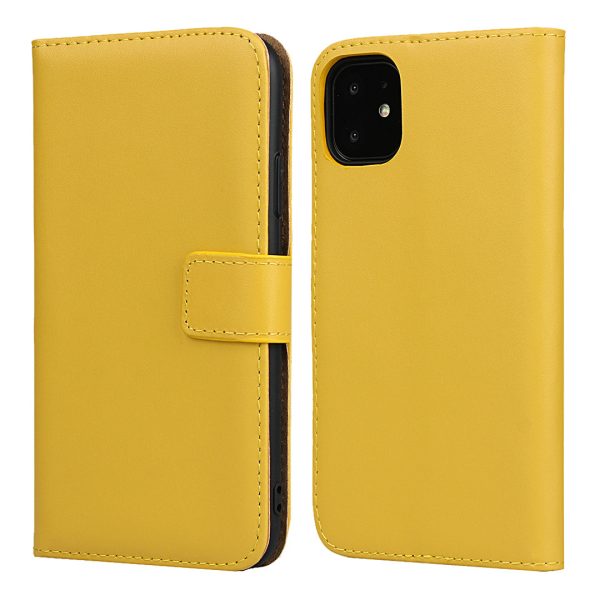 Folio Flip Anti-Scratch Genuine Leather Wallet Stand Phone Cover for iPhone 11 6.1-inch For Sale