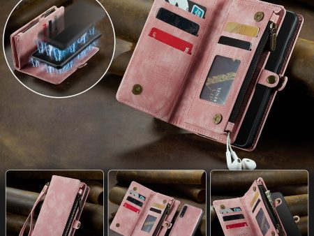 CASEME 008 Series for Samsung Galaxy A70 Split Leather Magnetic Detachable Zipper Phone Case Multi-slot Wallet Stand Cover Online Sale