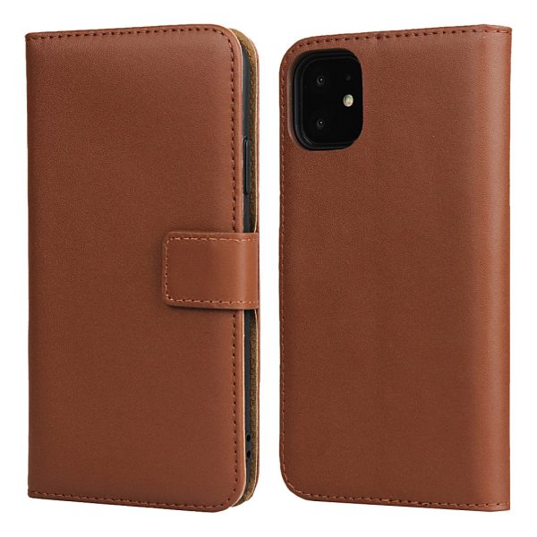 Folio Flip Anti-Scratch Genuine Leather Wallet Stand Phone Cover for iPhone 11 6.1-inch For Sale