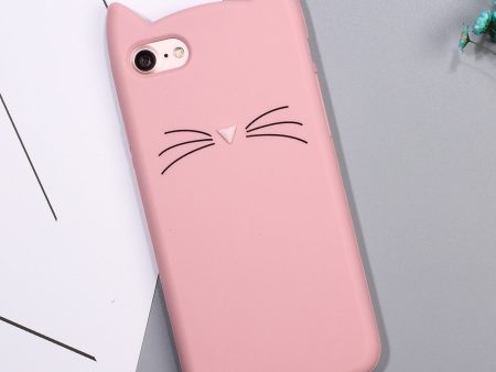 3D MEOW Bearded Cat Silicone Back Phone Case for iPhone SE (2020) SE (2022) 8 7 4.7 inch For Discount